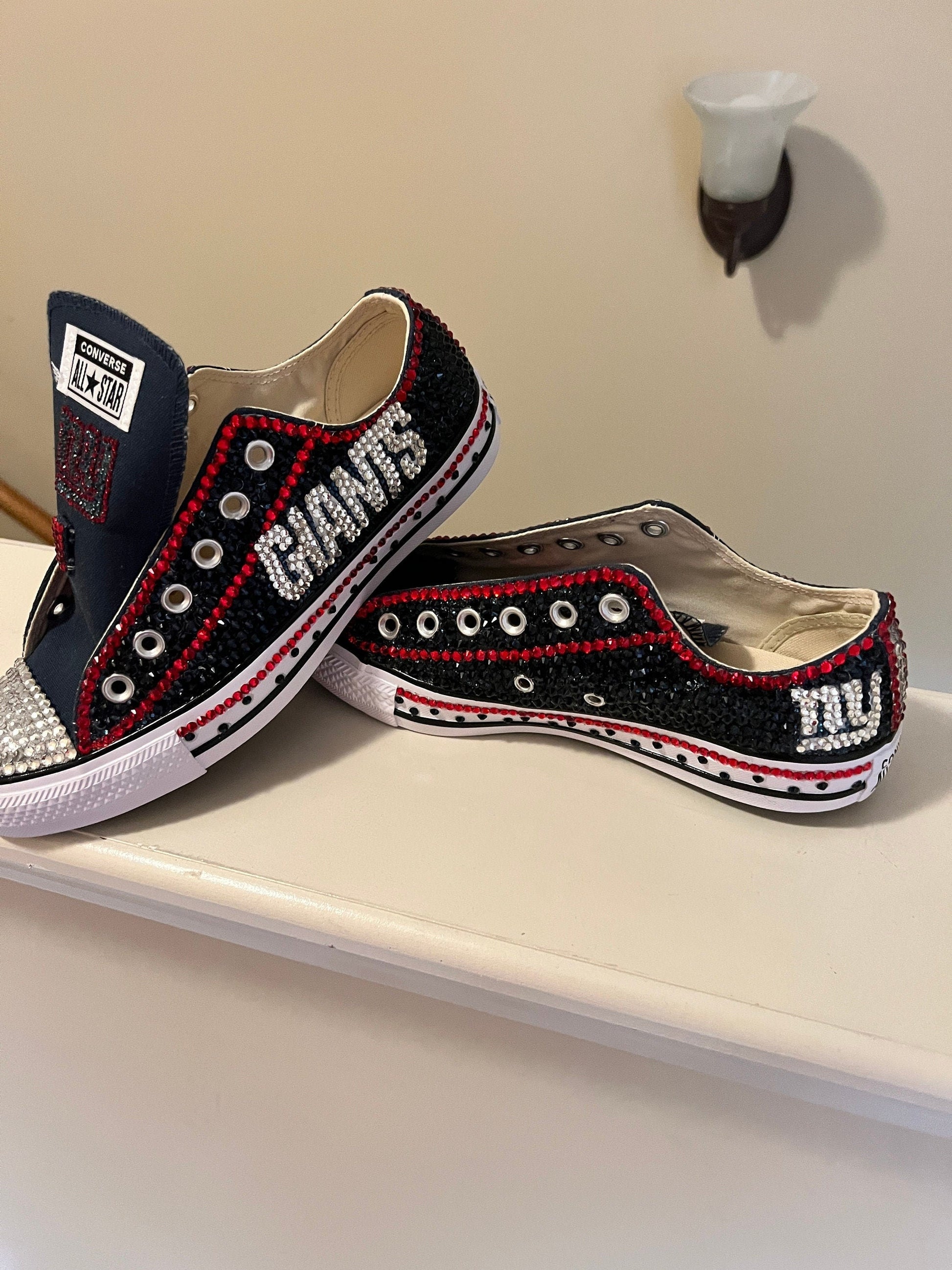 NFL/NCAA Rhinestoned Low Top Converse Tennis shoes.