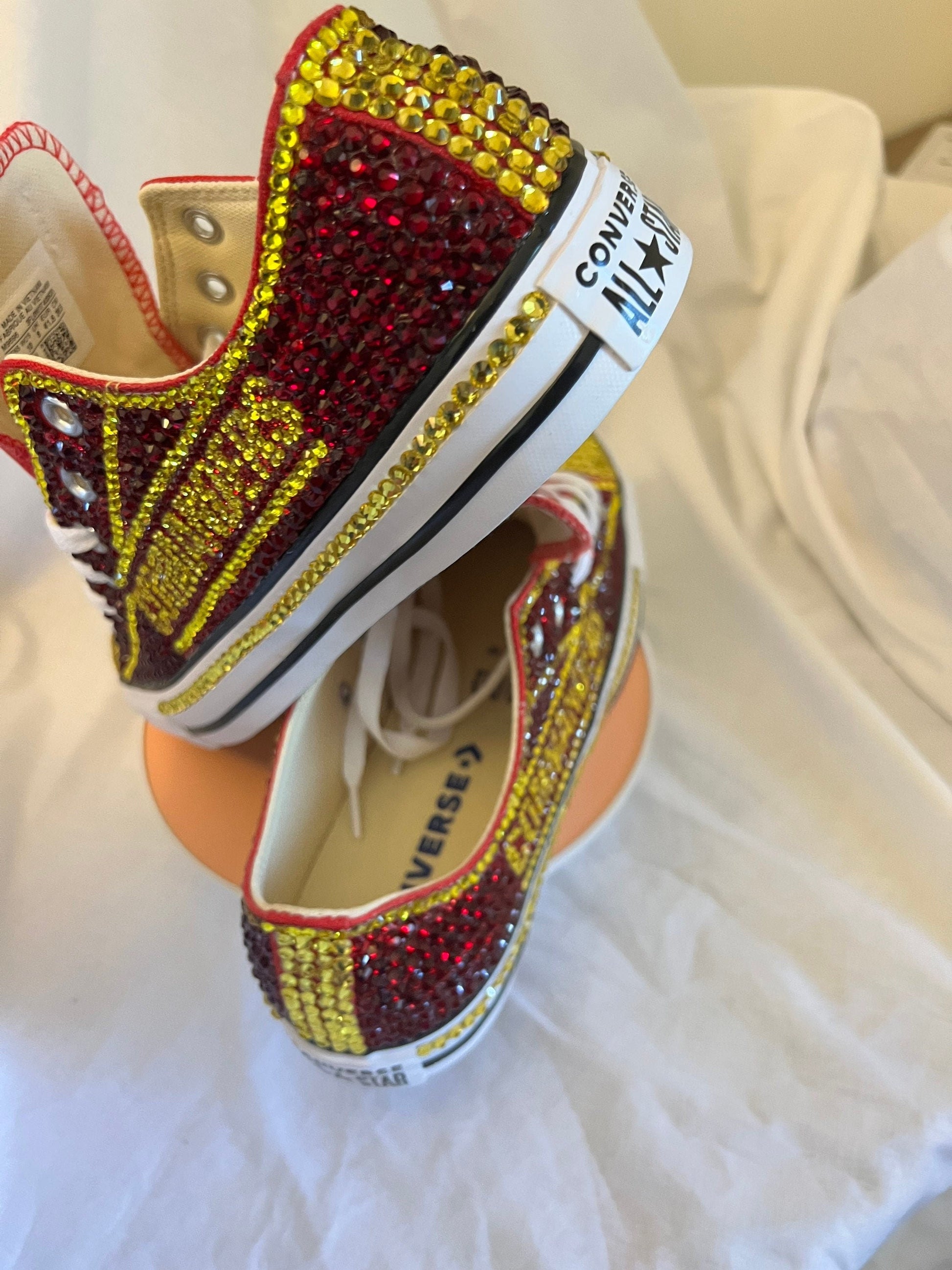 NFL/NCAA Rhinestoned Low Top Converse Tennis shoes.